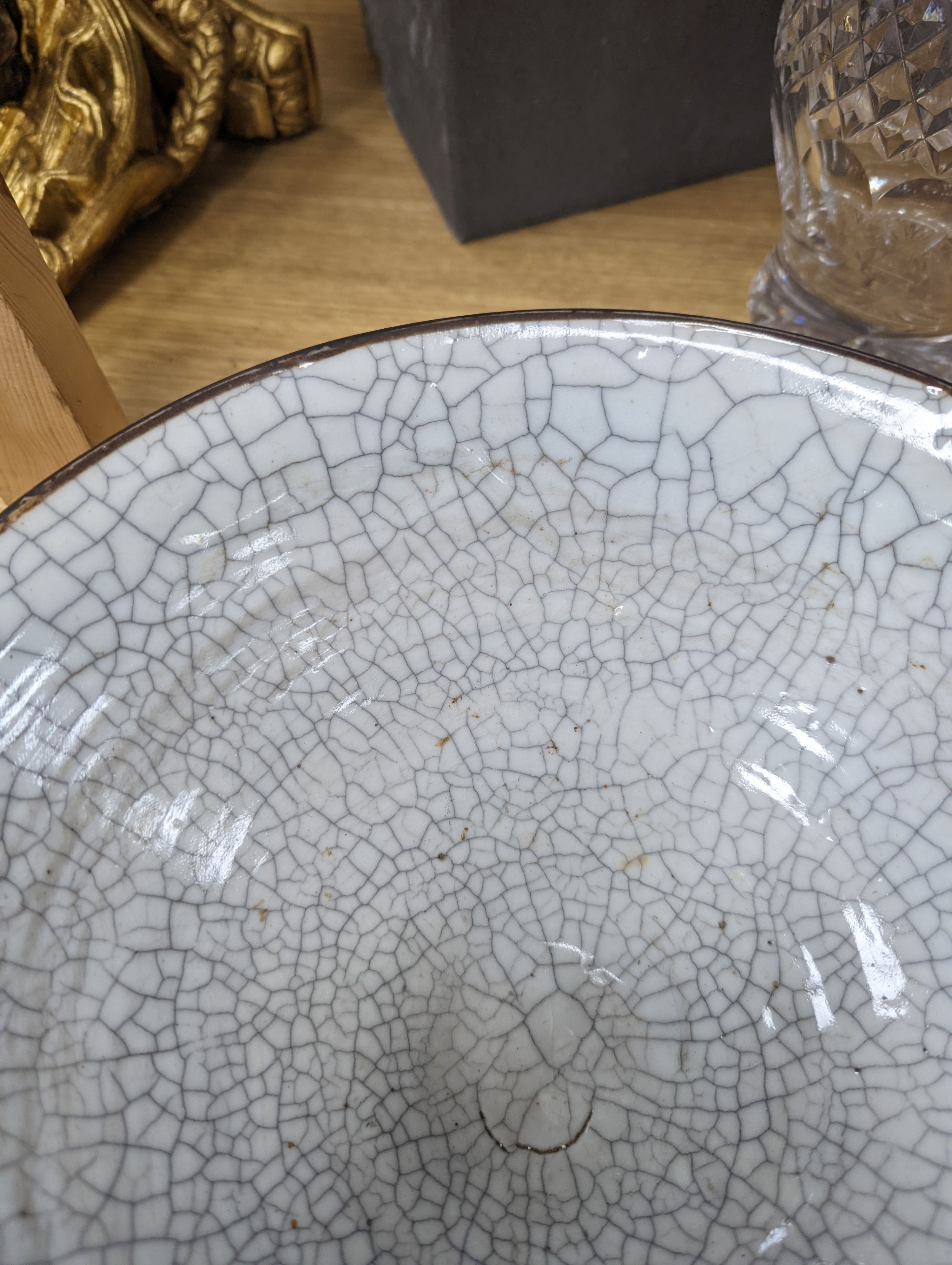 A Chinese crackle glaze bowl - 27cm diameter